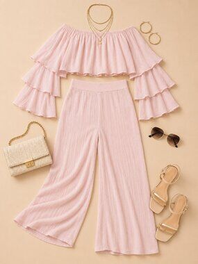 ❤️Blush Romance Wide-Leg Pant Set ❤️Handmade in Made in Brazil
